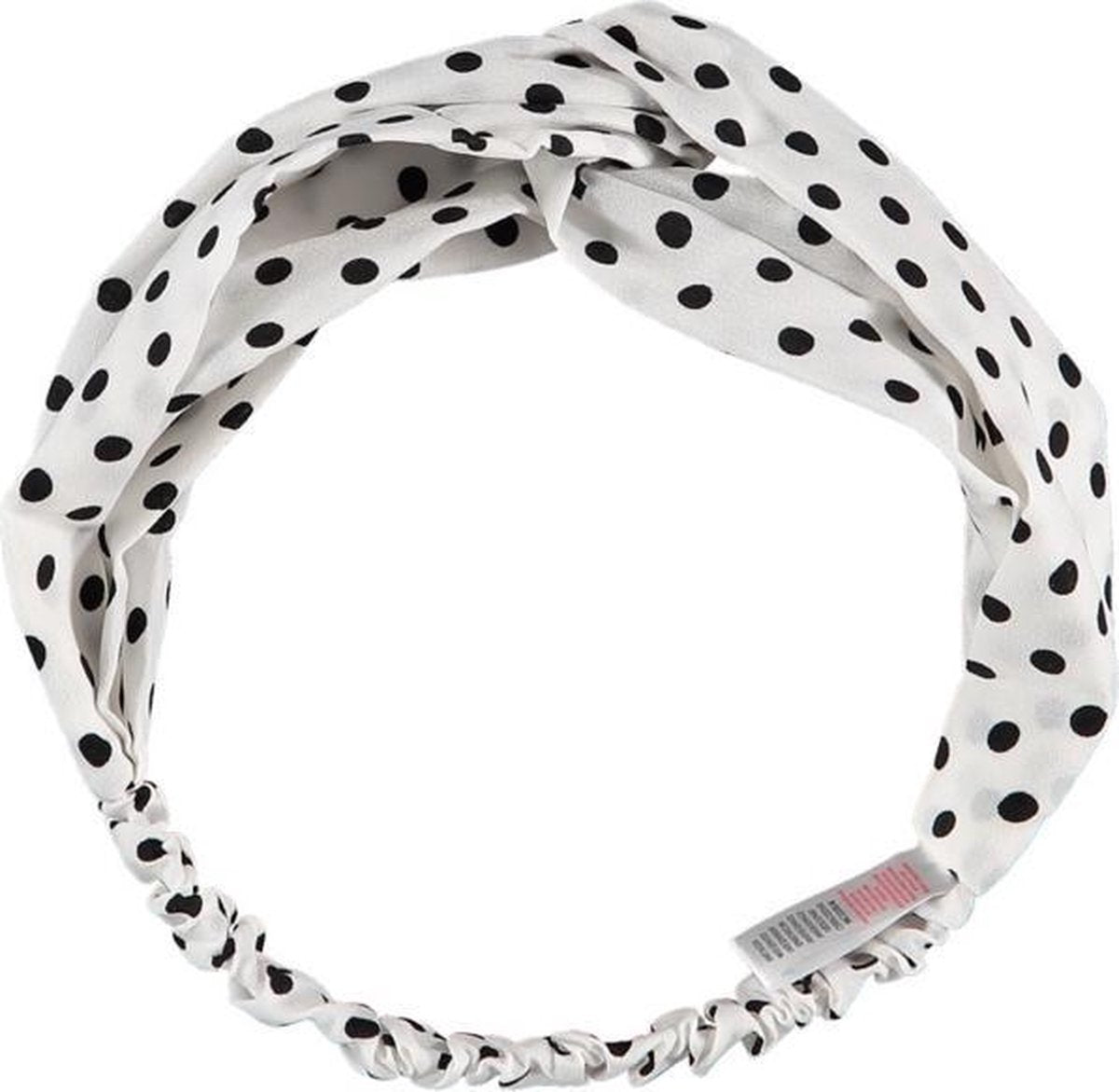 Sarlini Fashion Elastische haarband Bow | Wit met zwarte dotjes