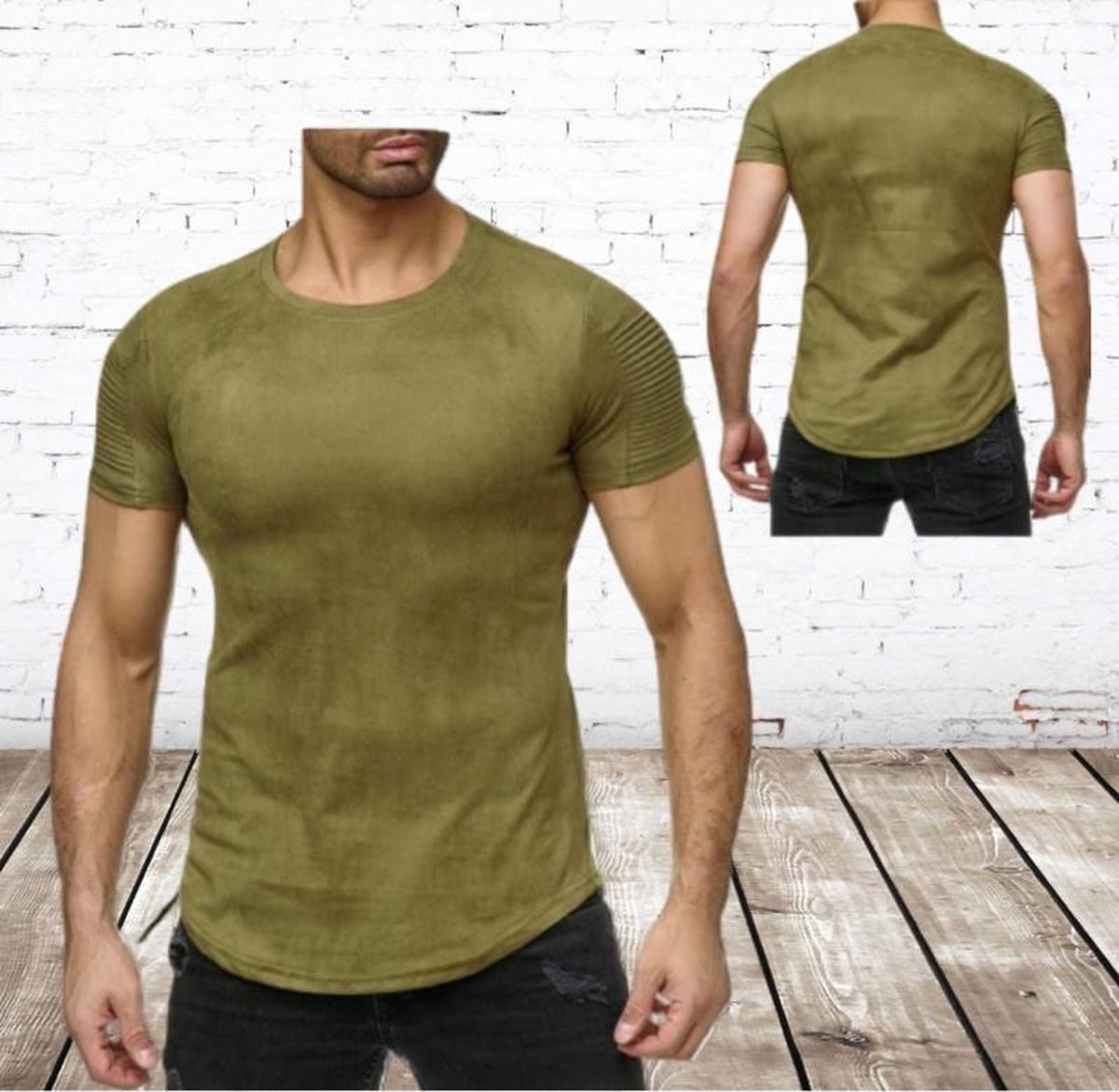 Violento Heren shirt Rib groen M - M
