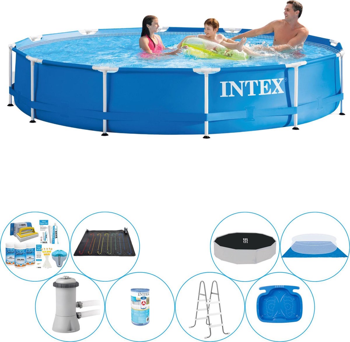 Intex Metal Frame Rond 366x76 cm - Deluxe Zwembad Pakket