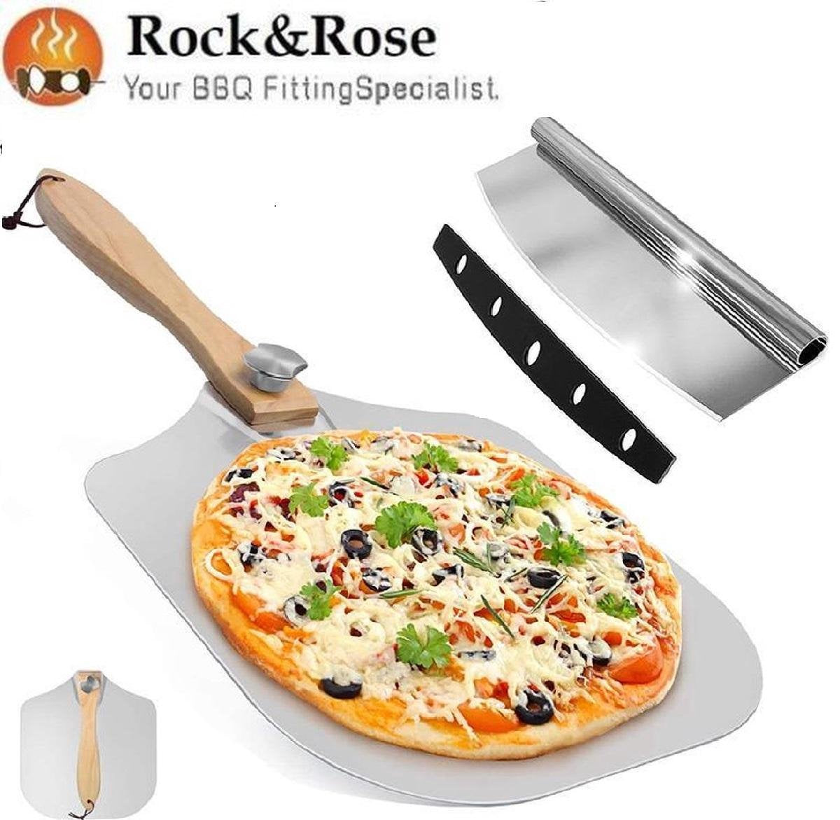 Rock&Rose Luxe Pizzaschep - Taartschep - Pizza Schep - Inklapbaar - Inclusief Snijmes