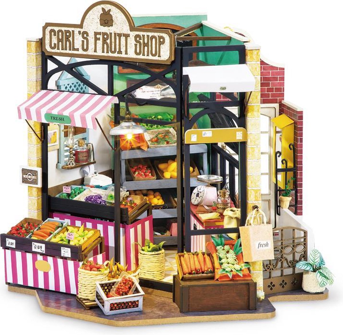 Robotime DIY modelbouw pakket Carl's Fruit Shop Met Led verlichting