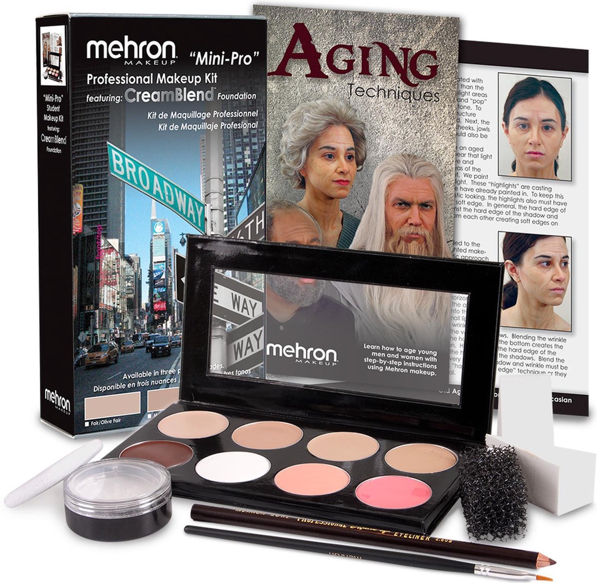 Mehron Mini-Pro Make-up Artist Student Makeup Kit - Medium Dark/Dark