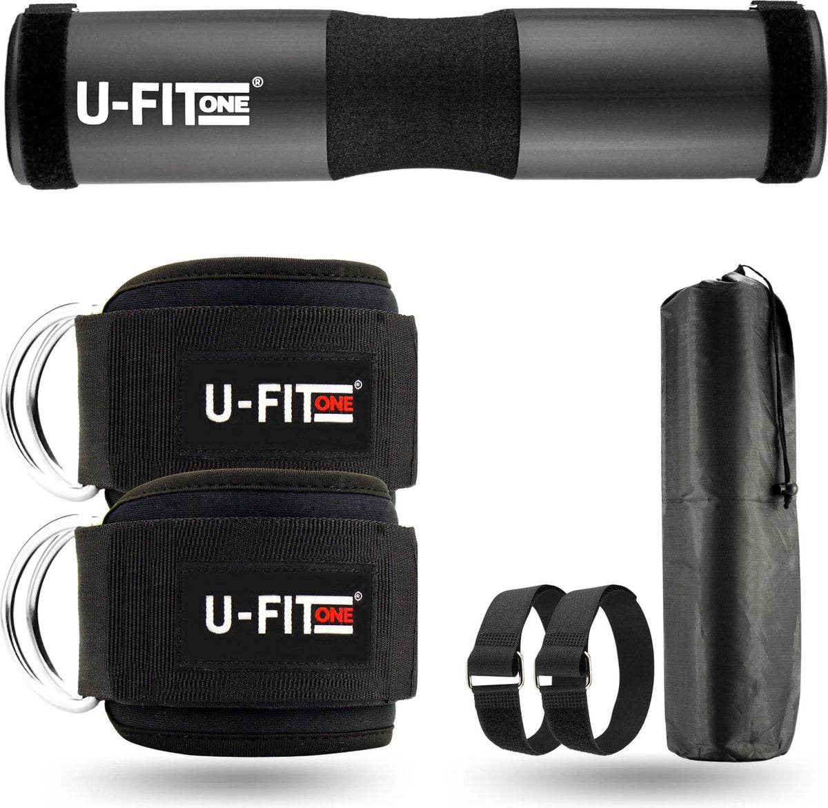 U Fit One® Barbell Pad & 2 Stuks Ankle straps set - Enkelband - Ankle Cuff Strap - Enkel strap - Billen trainer -  nekbeschermer - Barpad - Squat sponge bar pad - Schouderpad - Halterstang - Lunges - Hip Thrust - ufitone