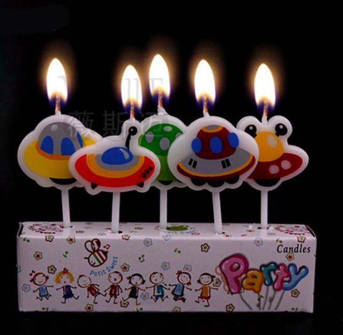 ProductGoods - 5 Verjaardagskaarsjes Ruimteschip | Planeten | Verjaardag | Traktatie | Taart Decoratie | Kinderen | vuurwerk taartversiering