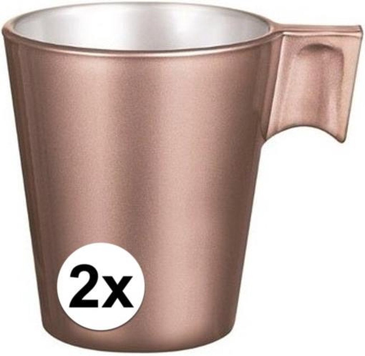 2x Espresso kopje rose goud - Rose goud koffiekopje 80 ml