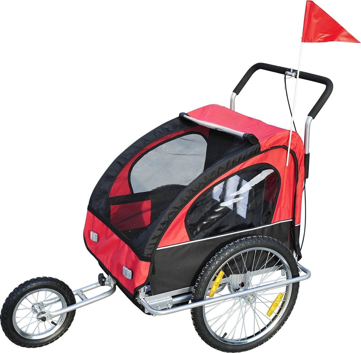 HOMdotCOM Fietskar Jogger 2-in-1 rood/zwart