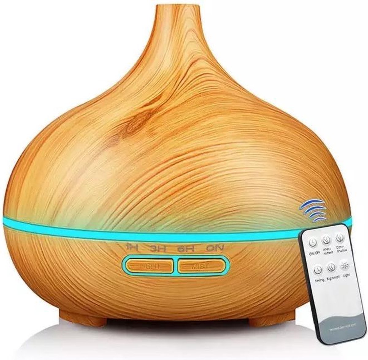 Sargon Aroma Diffuser 550ML Met Afstandsbediening Voor Aromatherapie - Luchtbevochtiger - Vernevelaar - Hout Design - Licht Bruin
