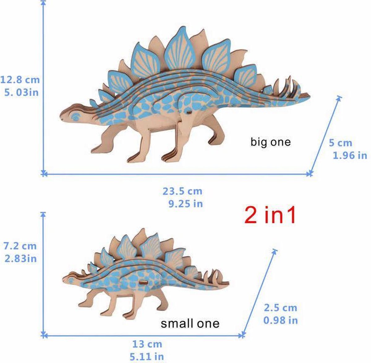 Houten modelbouwpakket - 2 in 1 - Stegosaurus