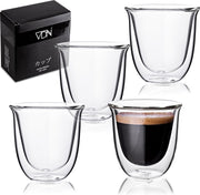 Dubbelwandige ESPRESSO glazen van borosilicaat - Warme en koude dranken - 70 ML - Set van 4