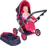 3in1 Poppenwagen Blauw/Roze