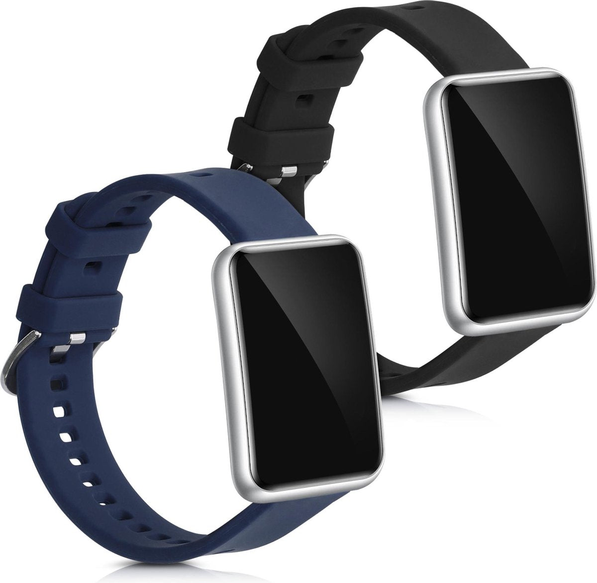 kwmobile 2x horlogeband voor Huawei Watch Fit - siliconen band voor fitnesstracker - zwart / donkerblauw