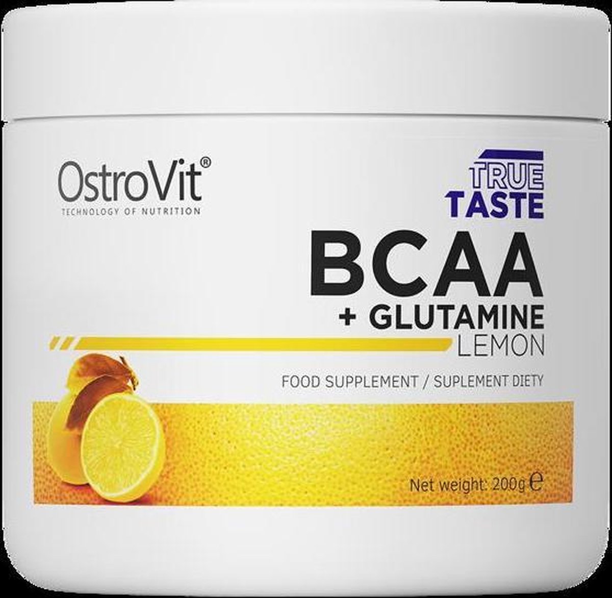 Aminozuren - BCAA + Glutamine 200g Ostrovit - Citroen + GRATIS Bulk Shaker 700ml