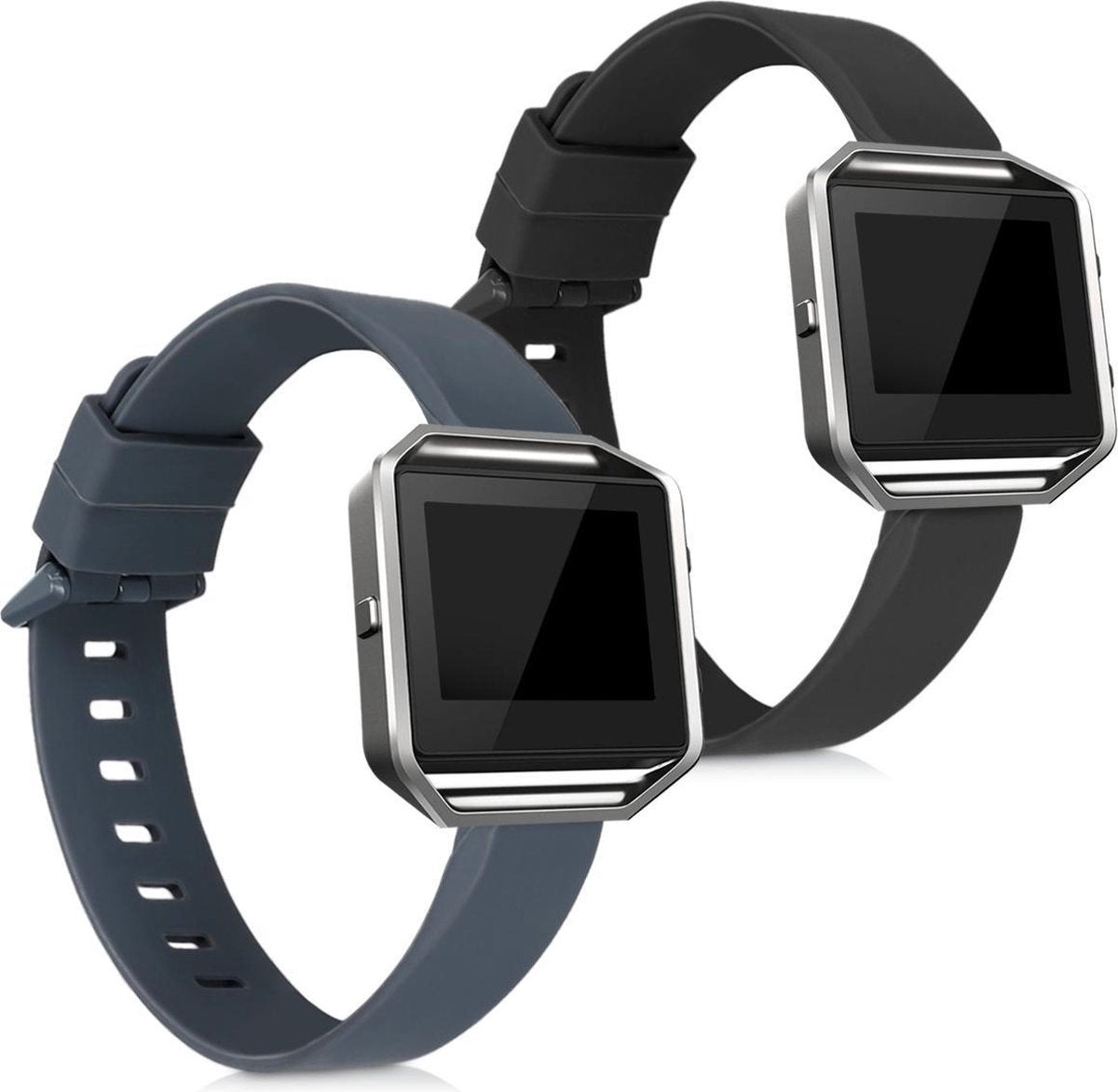 kwmobile 2x horlogeband voor Fitbit Inspire / Inspire HR - siliconen band voor fitnesstracker - zwart / grijs