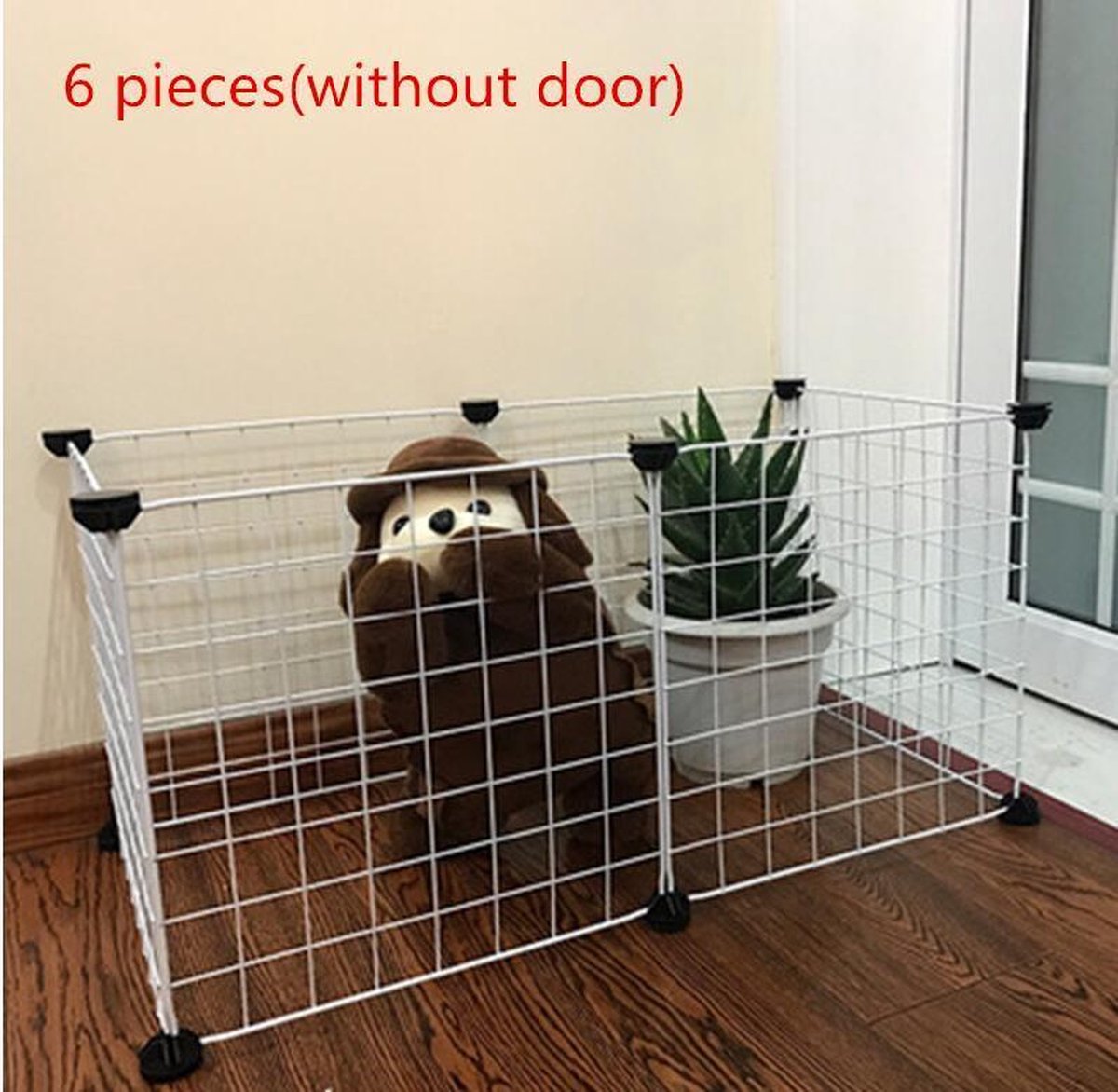 Baymate Opvouwbare Hond Hek Gates Voor Hond Kat Bewaker Installeer Gemakkelijk Behuizing Hondenhekken Puppy Kennel Huis Oefening Training White Without Door 8PCS