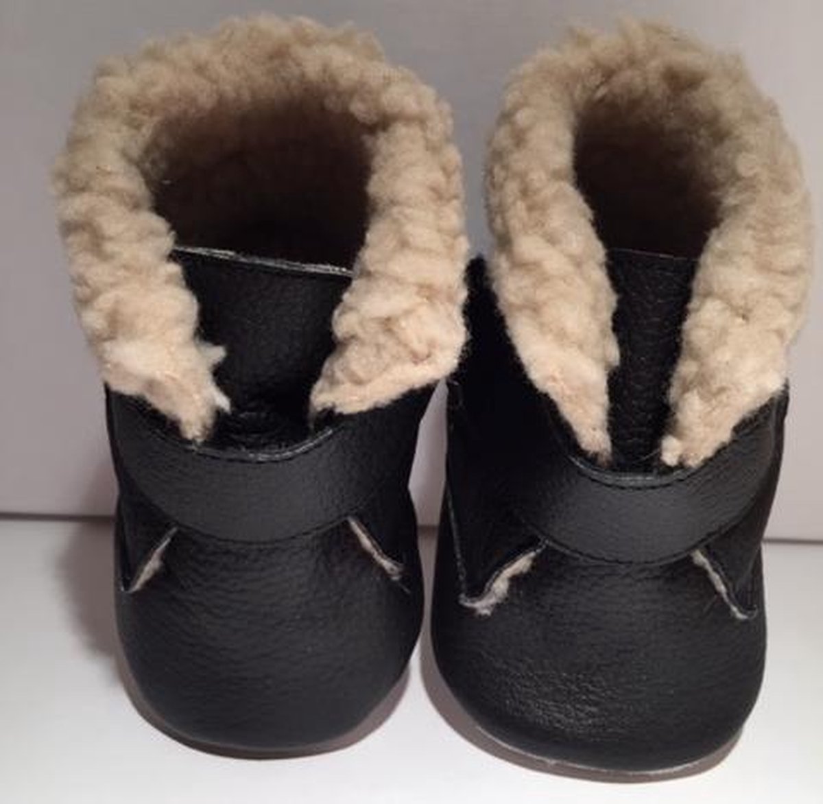 Warme leren babyschoentjes zwart maat S