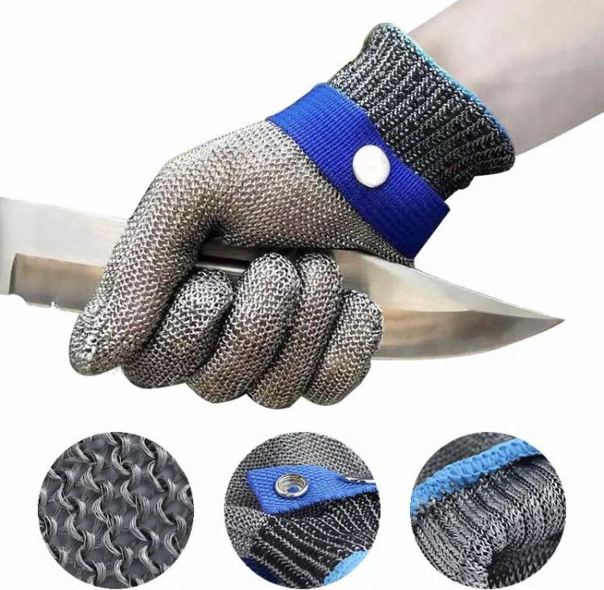 Oesterhandschoen met Binnen Handschoen - XL - Slagershandschoen 100% RVS - Veilig Oesters openen - Snijwerende Oester / Vis / Vlees / Slagershandschoen 100% RVS - Veilig Oesters Openen - Cadeau Tip!
