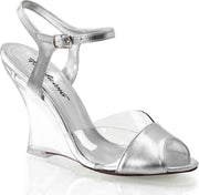 Fabulicious Sleehakken -38 Shoes- LOVELY-442 US 8 Zilverkleurig/Transparant