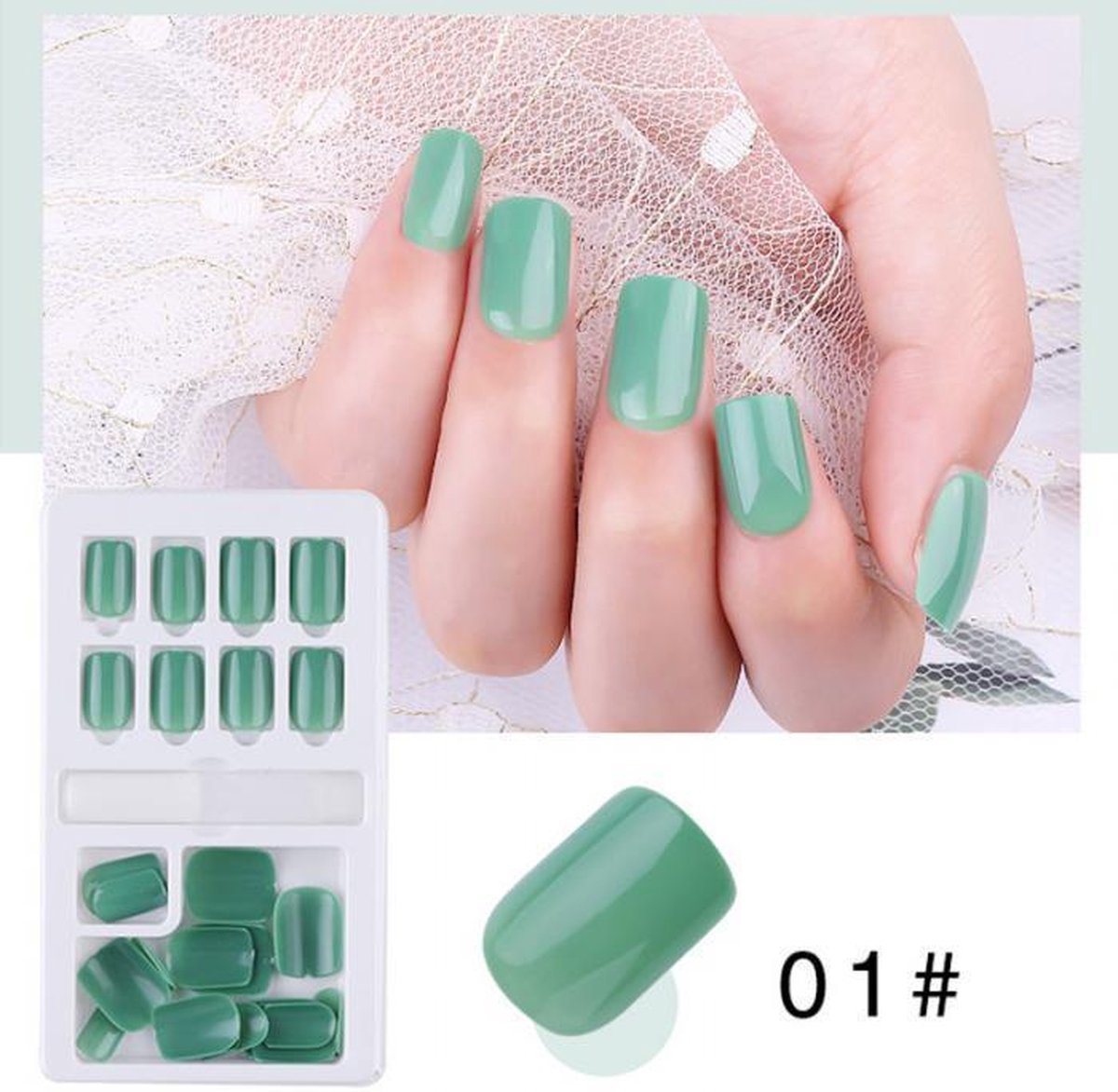 GUAPÀ® Plaknagels met plakstrips | Nepnagels | Press On Nails | Zelfklevende | 24 stuks | Groen