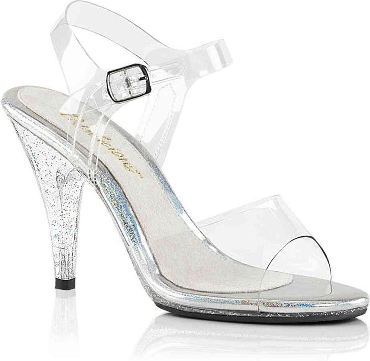 Fabulicious Hoge hakken -38 Shoes- CARESS-408MG US 8 Transparant/Zilverkleurig