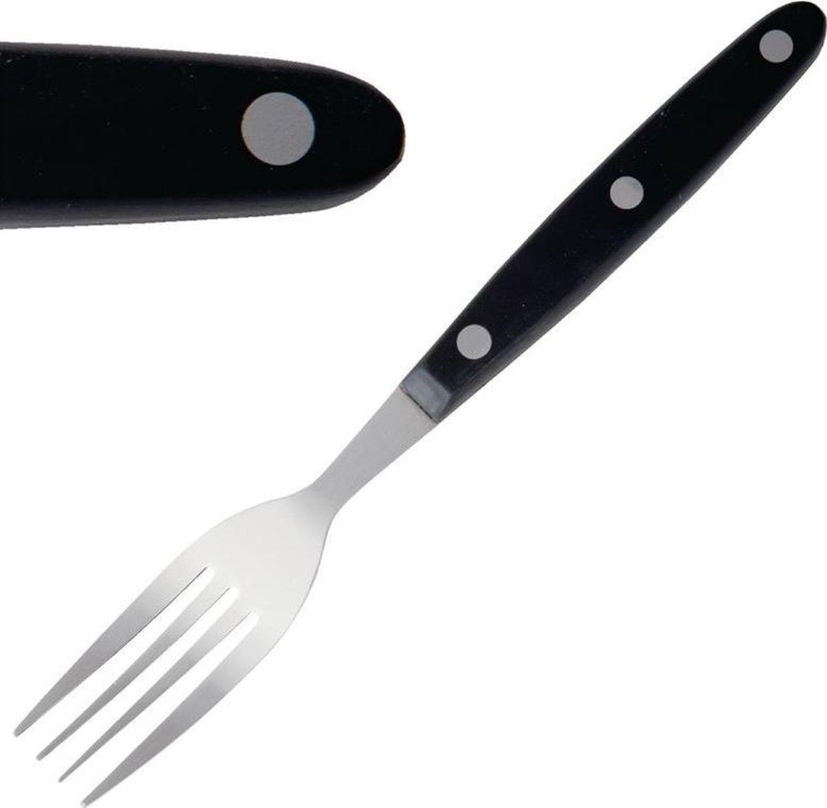 Olympia Steakvork Zwart Heft 18/0 - 20cm ( Set van 12 )