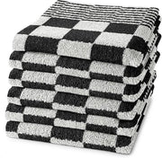 Homéé® Keukendoek 50x50 cm - Holland Art geblokt - 100% katoen - 6 stuks zwart - wit