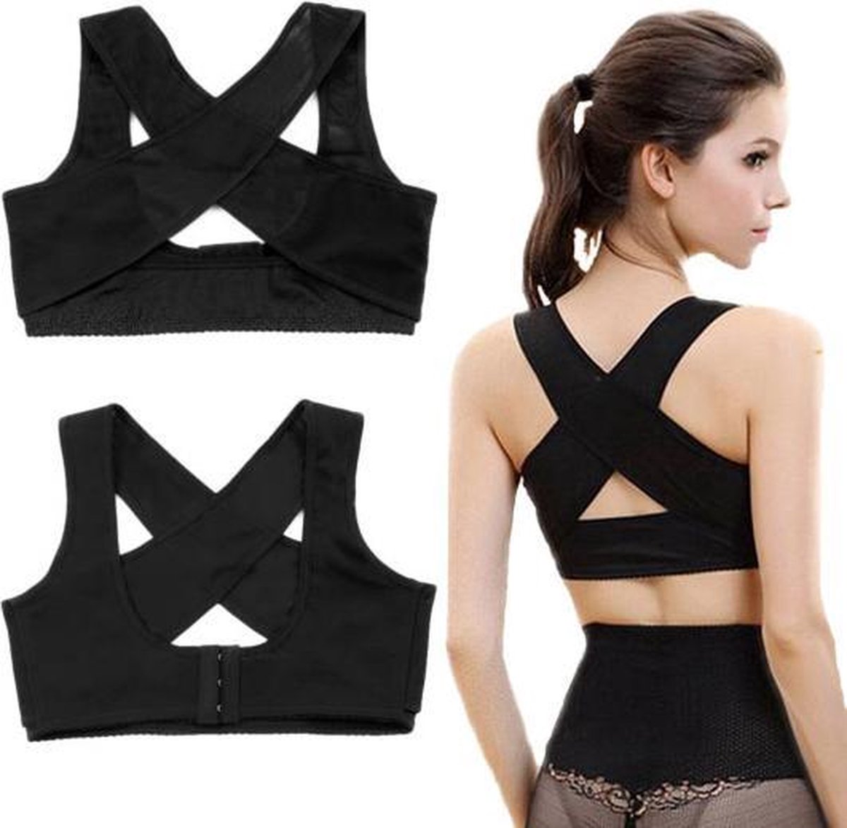 Dames Rugband - Rugbrace - Maat L - Zwart