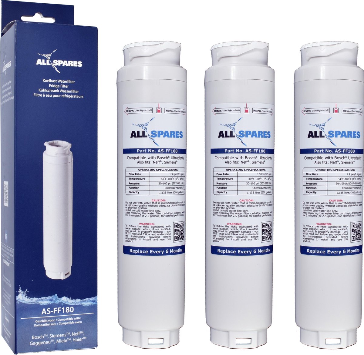 Bosch / Siemens Ultraclarity / 740560 Waterfilter - Koelkast Waterfilter van AllSpares - 3 Filters