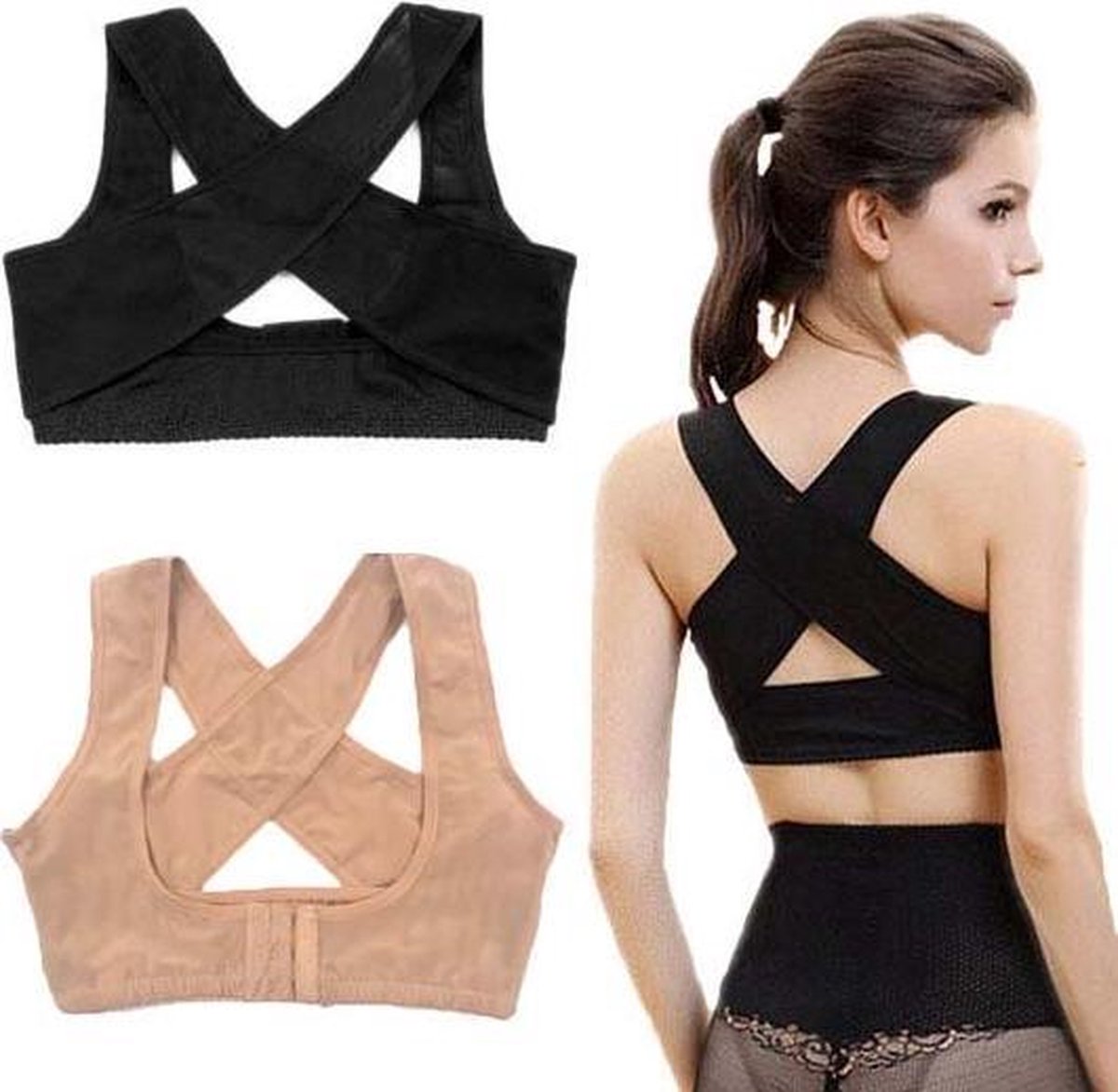 Dames Rugband - Rugbrace - Maat S - Zwart