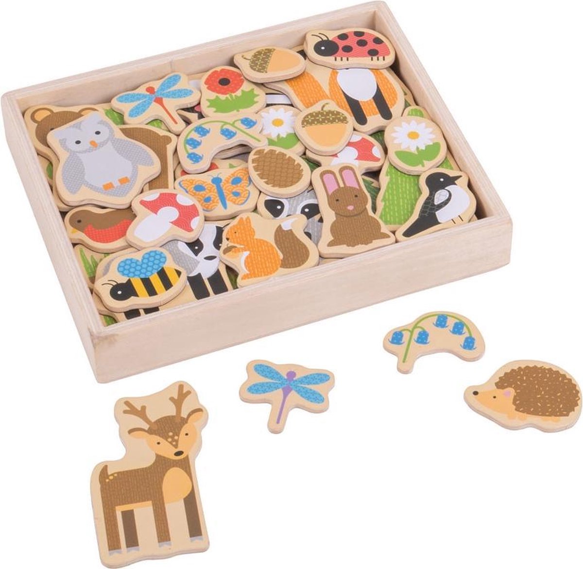 Bigjigs houten magneten bos - 35-delig BJ275