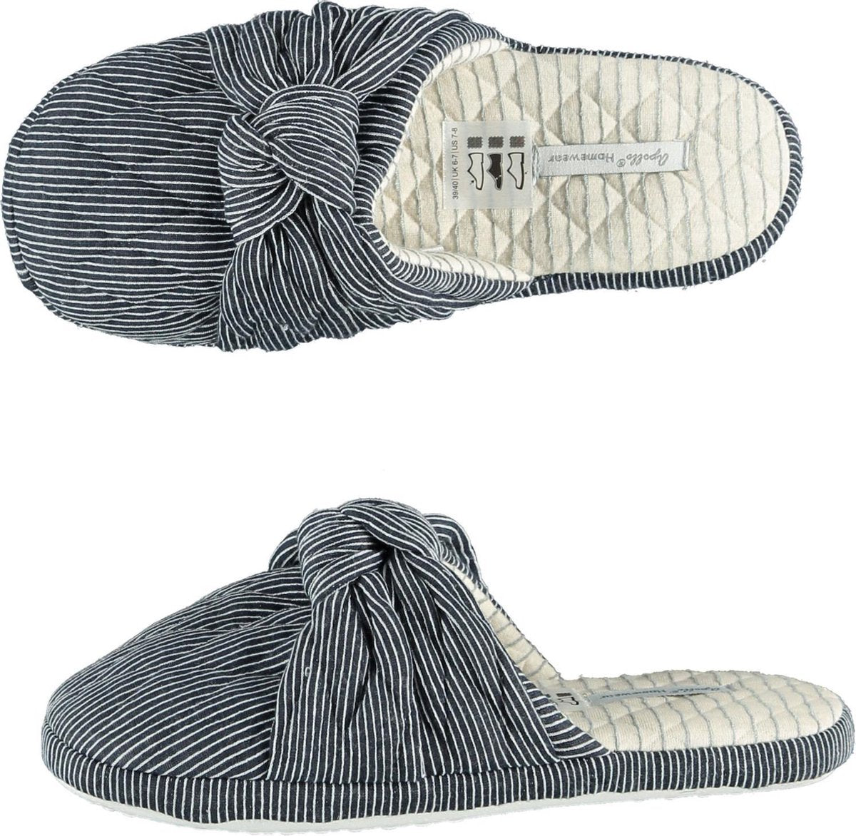 Sloffen - Pantoffels dames - Pantoffels - Sloffen dames - Instap sloffen - Gestreept - Donkerblauw - Maat 37/38
