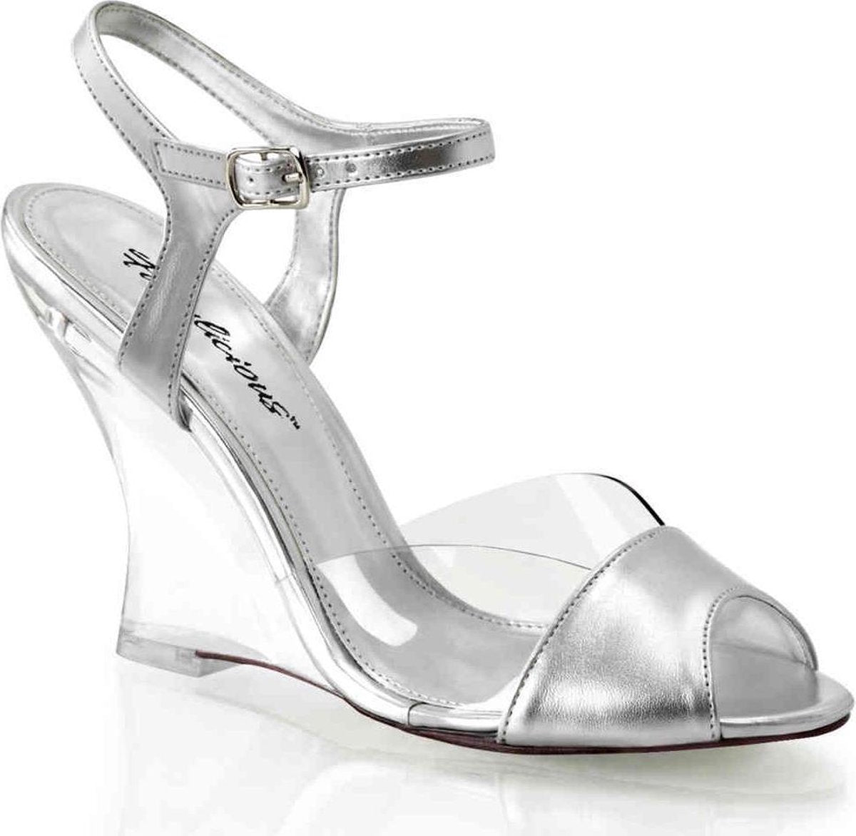 Fabulicious Sleehakken -37 Shoes- LOVELY-442 US 7 Zilverkleurig/Transparant