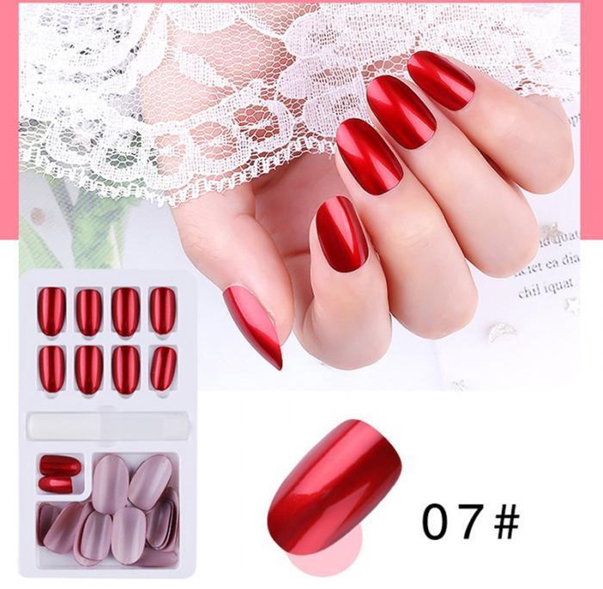 GUAPÀ® Plaknagels met plakstrips | Nepnagels | Press On Nails | Zelfklevende | 24 stuks | Rood