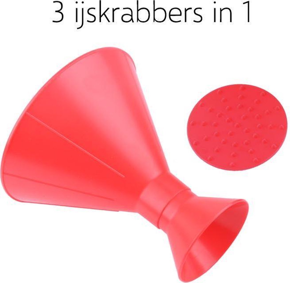 3 delige Magische 360 graden Cirkel ijskrabber / sneeuwveger set - 3 ijskrabbers in 1 - Maakt geen krassen op auto voorruit! - Trechter functie - Rood