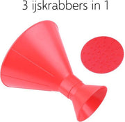3 delige Magische 360 graden Cirkel ijskrabber / sneeuwveger set - 3 ijskrabbers in 1 - Maakt geen krassen op auto voorruit! - Trechter functie - Rood