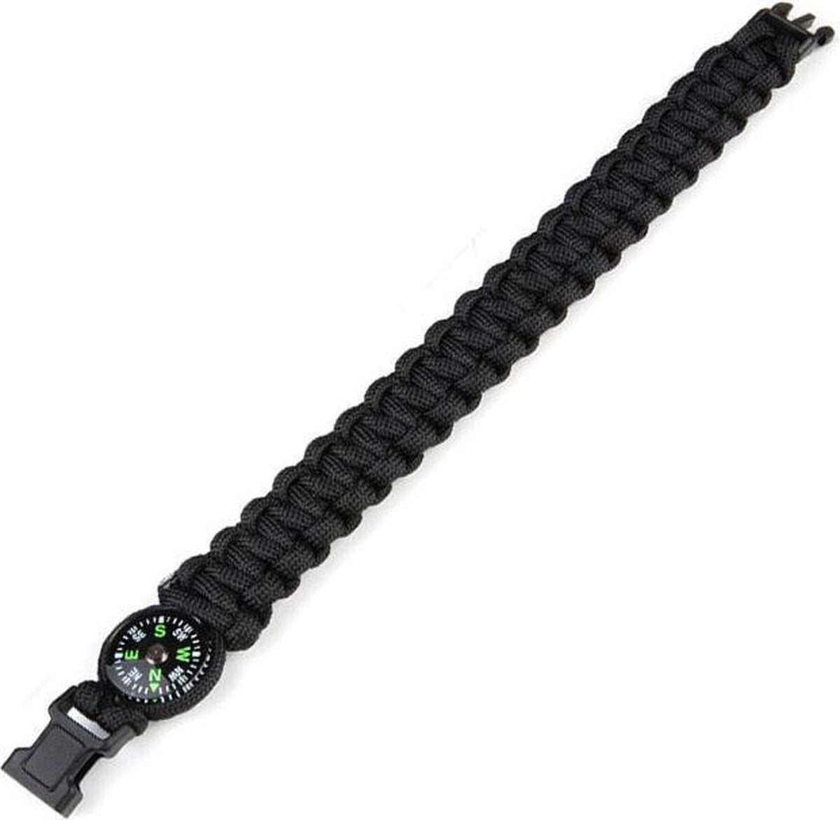 Paracord bracelet Kompas 8inch zwart