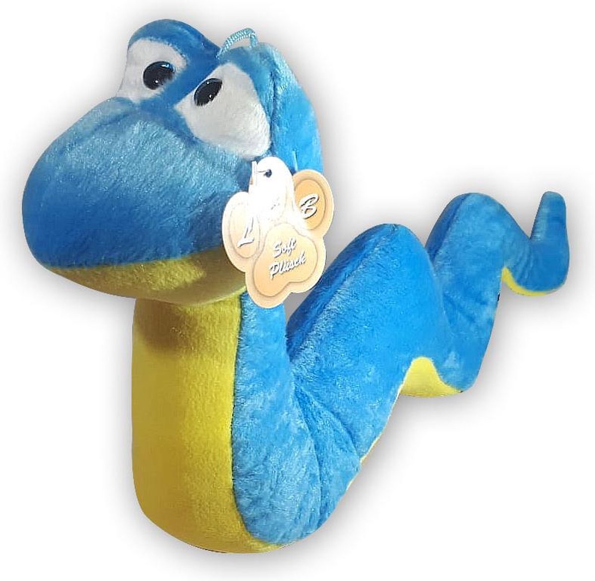 Pluche Slang Blauw/Geel Knuffel 35 cm