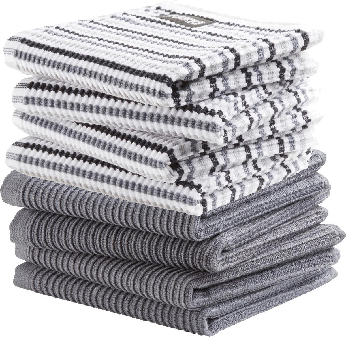 DDDDD combiset vaatdoek basic (4 stuks) neutral grey + fun (4 stuks) neutral multi