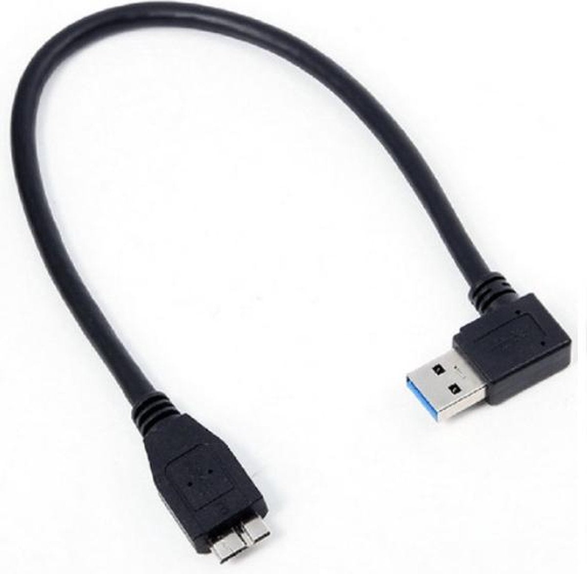 Coretek USB Micro B naar haakse USB-A kabel - USB3.0 - tot 2A / zwart - 0