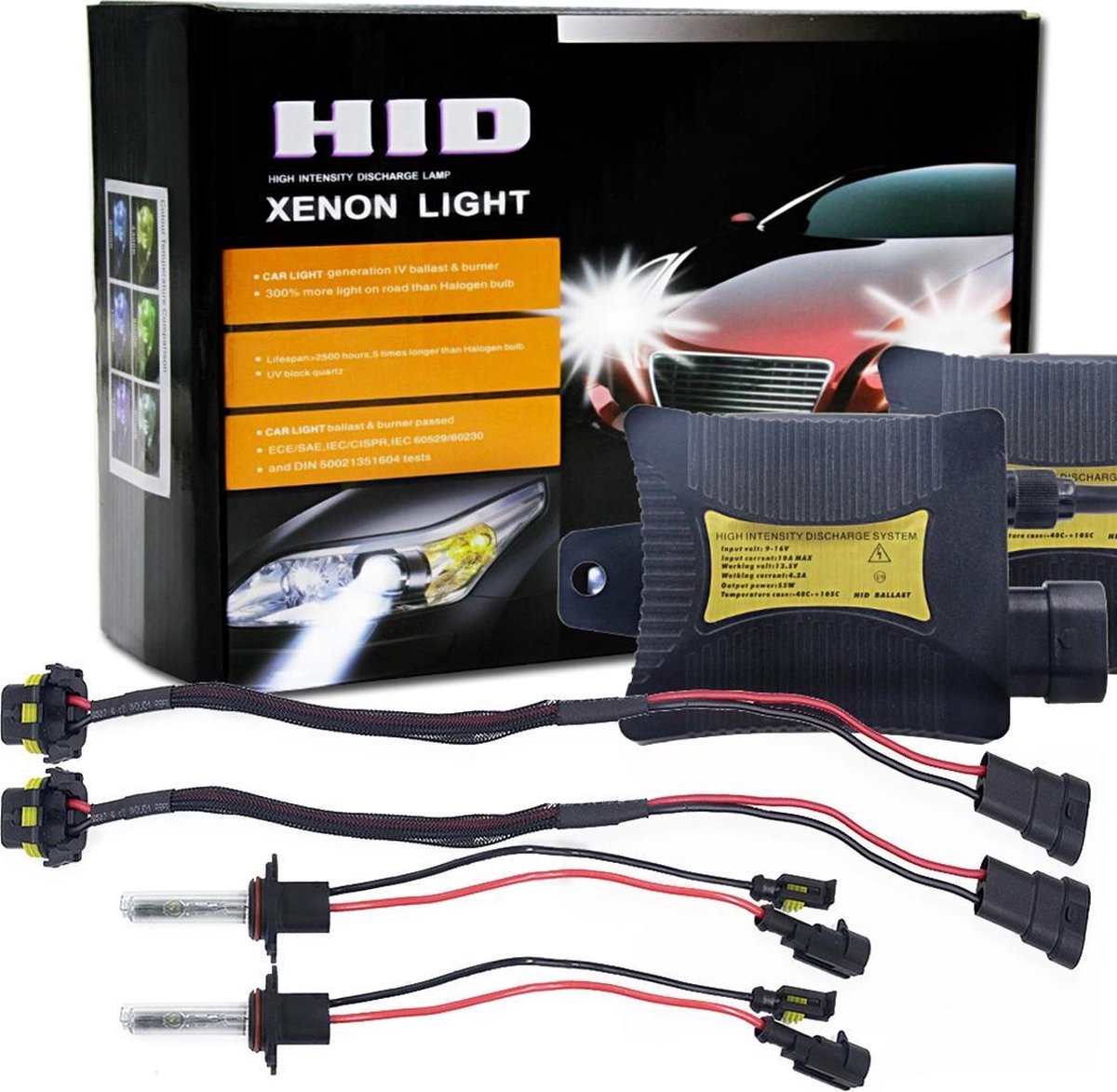 55W 9005 / H10 / HB3 4300K ​​HID Xenon-conversiekit met zeer intensieve uitworp Slim Ballast