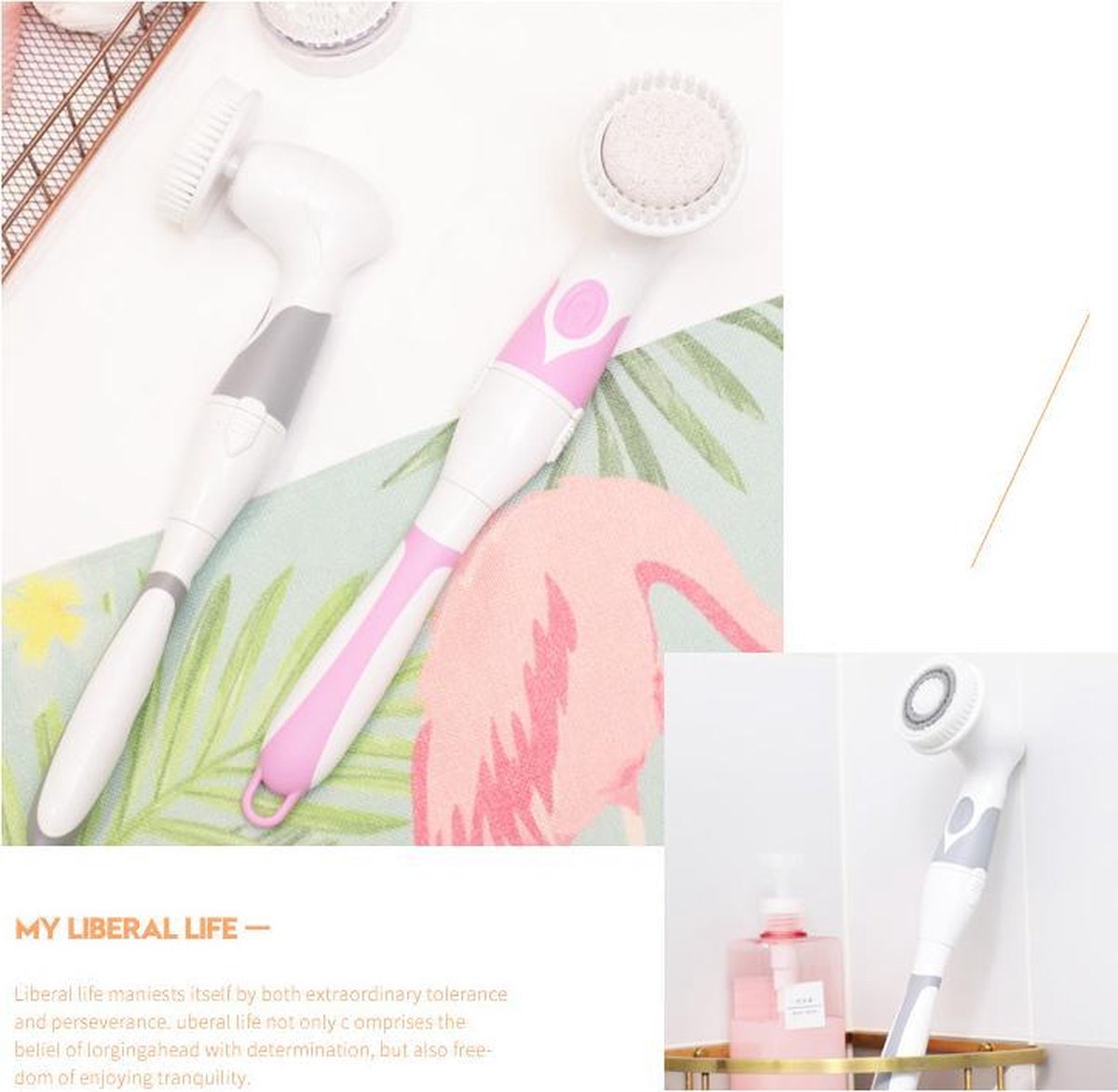 2021 Electric Bath Shower Brush Exfoliation Massage Body Clean Brush spons douche elektrisch borstel Roze
