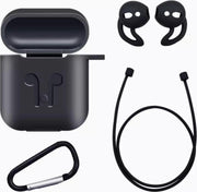 Siliconen Hoes - 4-in-1- Zwart - voor Apple Airpods 1 en 2