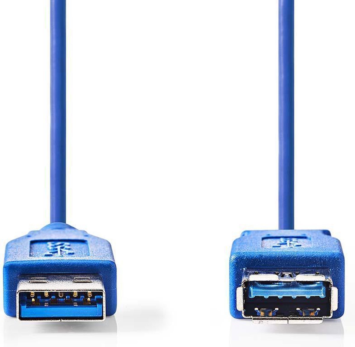 USB-Kabel | USB 3.2 Gen 1 | USB-A Male | USB-A Female | 5 Gbps | Vernikkeld | 3.00 m | Rond | PVC | Blauw | Polybag