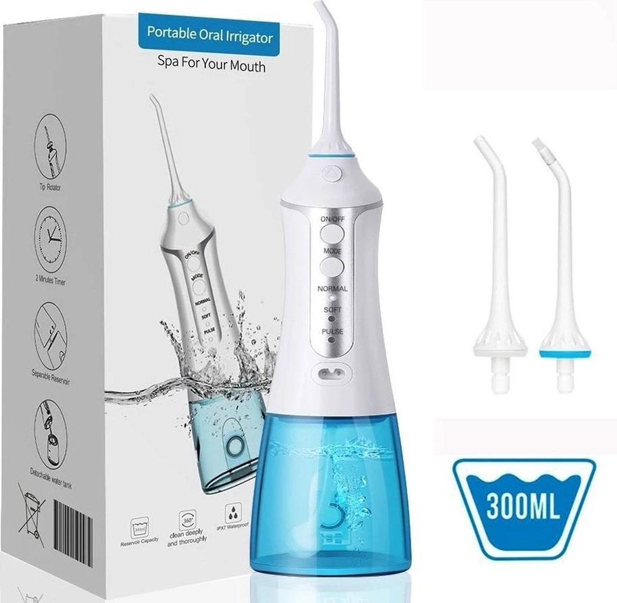 Waterflosser - Elektrische tandenborstels  - Draadloos en Oplaadbaar - Inclusief twee opzetstukken - Waterflosser Draadloos - Tandsteen Verwijderen - Gezond & Schoon Gebit