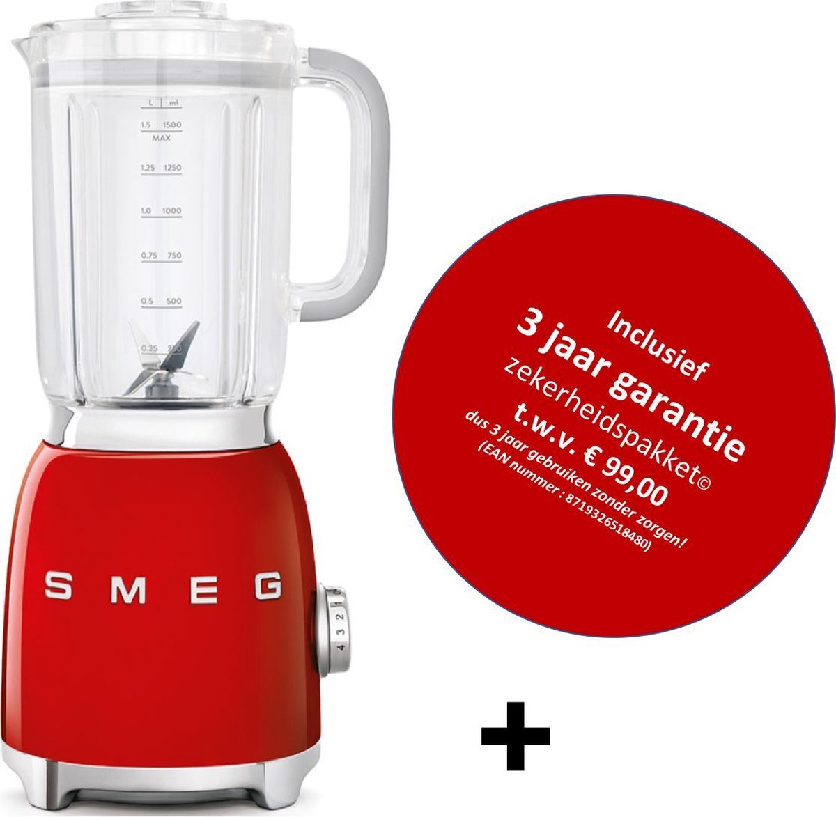 Smeg -  BLF01RDEU MkIII - Blender - Rood - met drie jaar garantie!