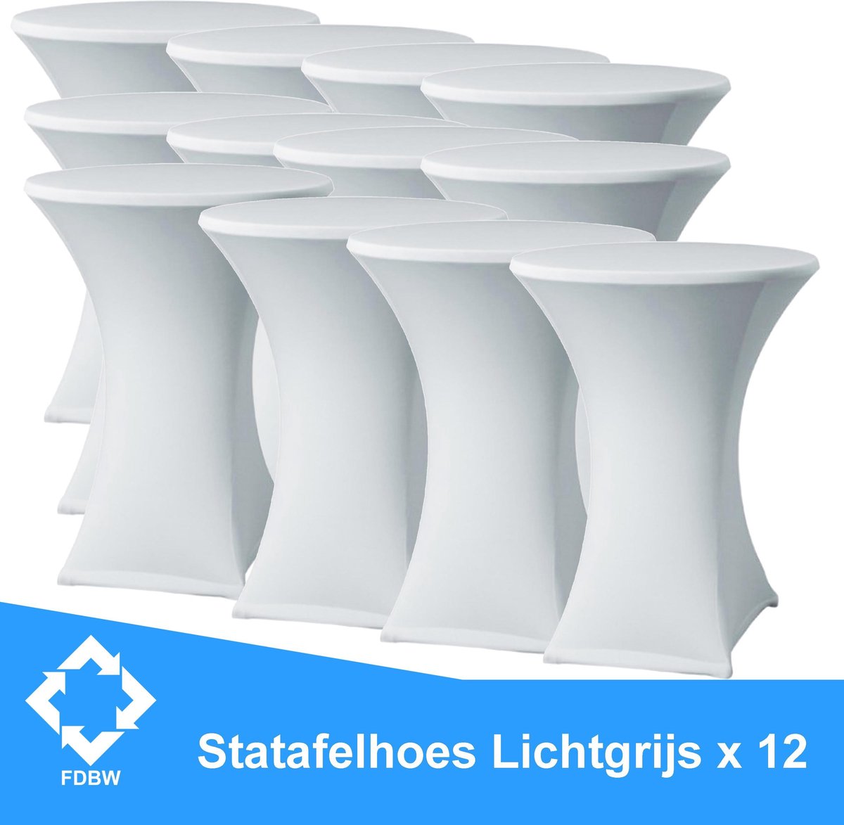 Statafelrok Luxe Licht Grijs x 12 - Statafel Tafelrok - Statafelhoes - Stretch –  ∅80 x 110 cm – geschikt voor Horeca Evenementen | Sta Tafel Hoes | Statafel | Staantafelhoes | Cocktailparty | Trouwerij | Sta-tafel rok – 12 stuks - SET VAN 12