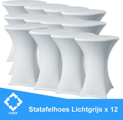 Statafelrok Luxe Licht Grijs x 12 - Statafel Tafelrok - Statafelhoes - Stretch –  ∅80 x 110 cm – geschikt voor Horeca Evenementen | Sta Tafel Hoes | Statafel | Staantafelhoes | Cocktailparty | Trouwerij | Sta-tafel rok – 12 stuks - SET VAN 12