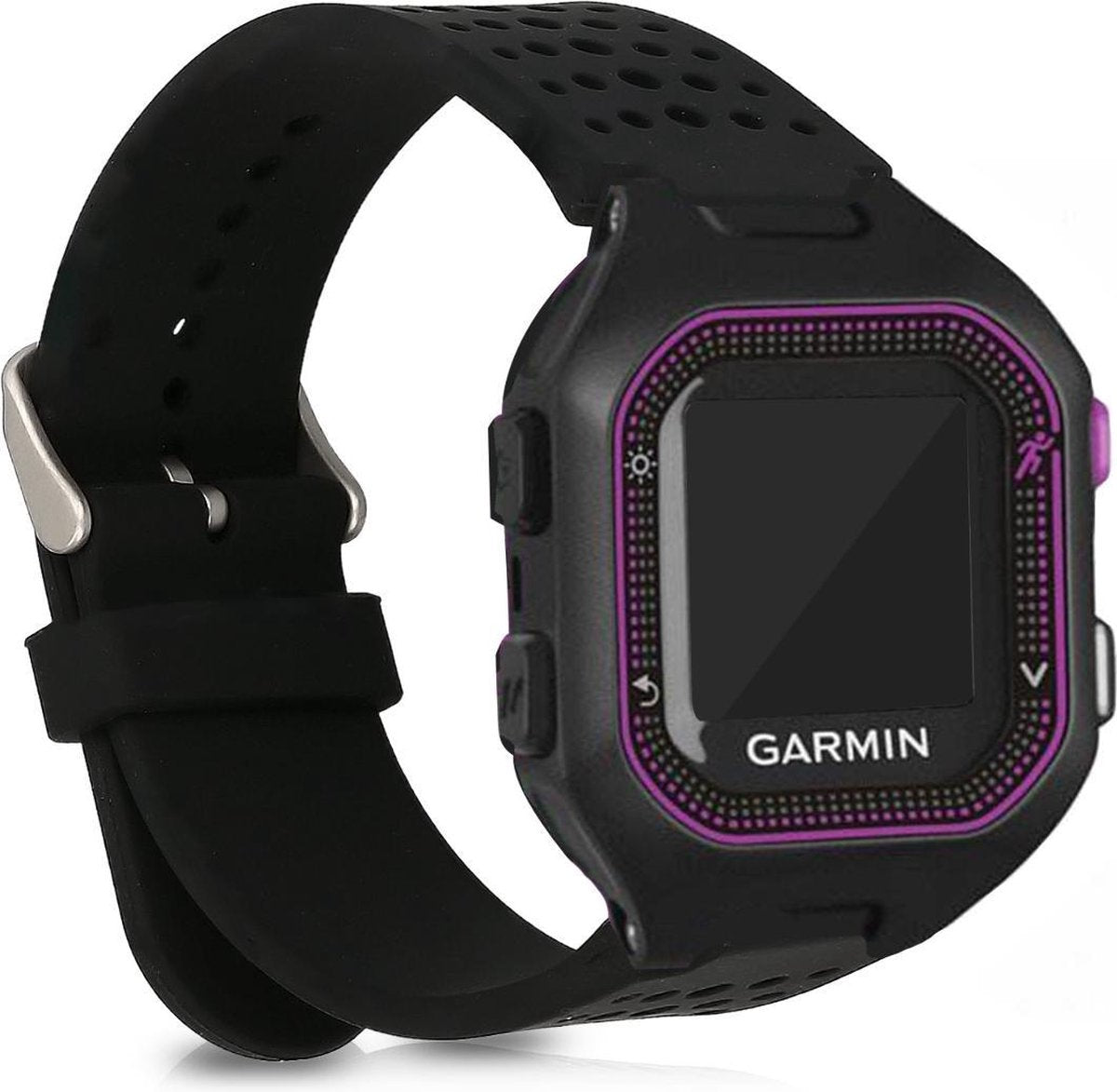 kwmobile horlogeband voor Garmin Forerunner 25 (L - 40 x 47 x 13.9 mm) - siliconen armband voor fitnesstracker - zwart