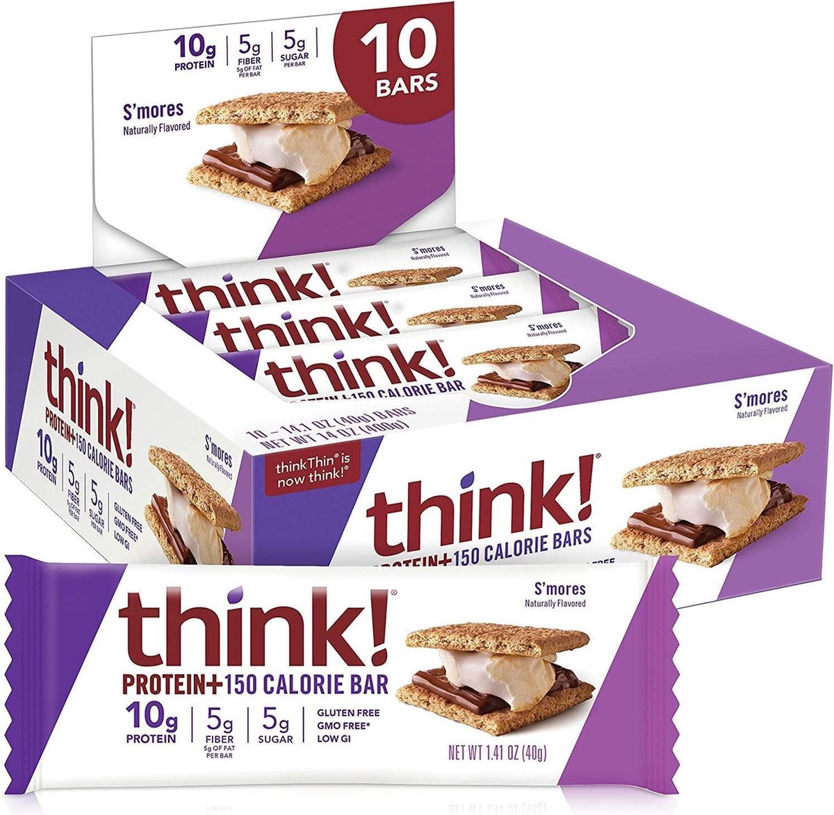 Think! Protein+ Bar – Eiwitrepen / Proteïne Repen - S'mores - 10 stuks