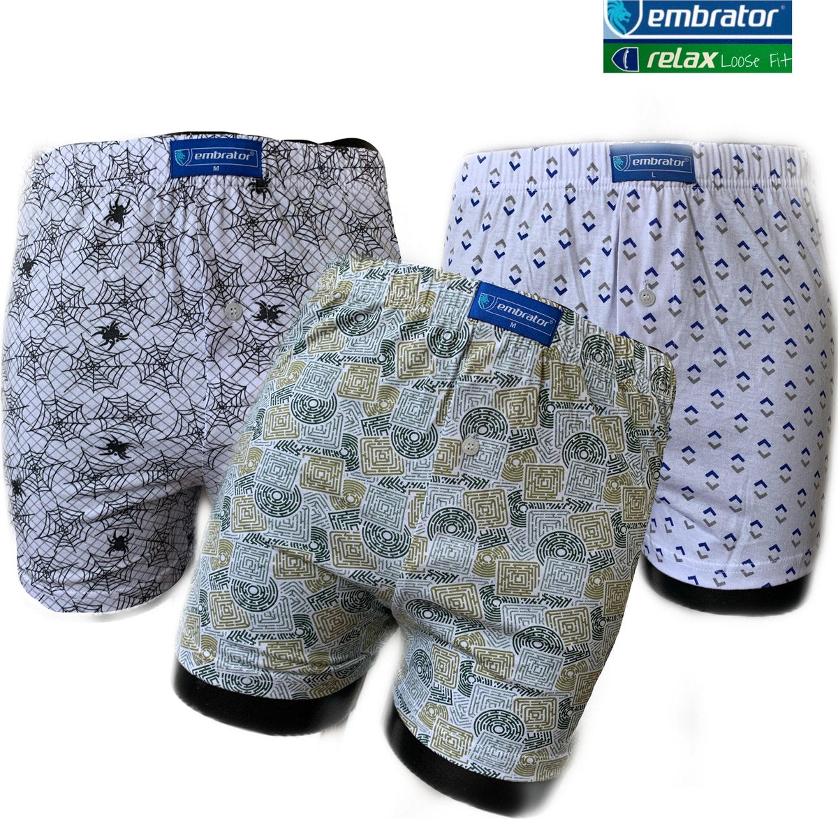 Embrator 3-pack heren Boxershort Loose Fit katoen maat 3XL