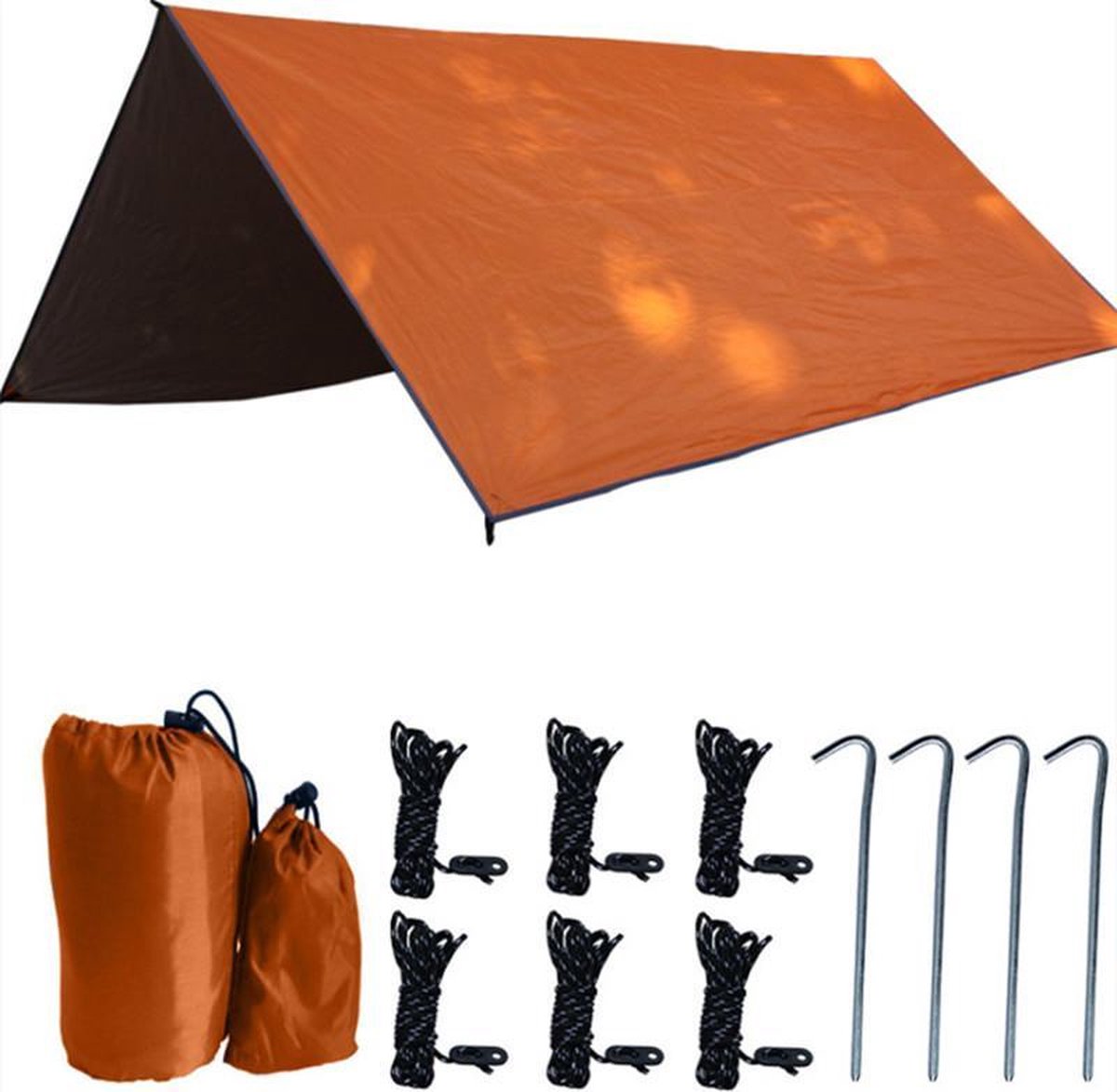 TDR - Outdoor Draagbaar Zonnescherm Met Opbergtas - Waterdicht-SPF -  camping zonnescherm waterdicht scherm 200 * 200cm - 2-3Personen - Orange